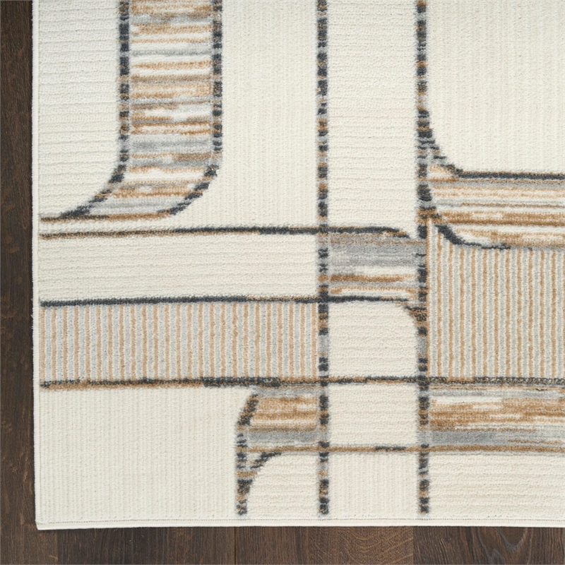 Nourison Home Nordic 6' Runner Polyester Ivory Multicolor Area Rug