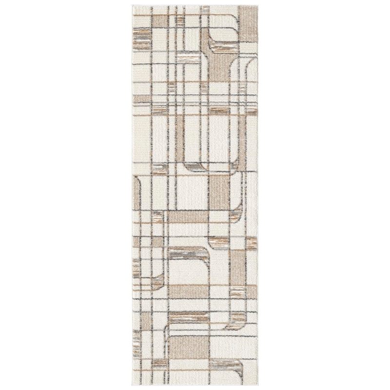 Nourison Home Nordic 6' Runner Polyester Ivory Multicolor Area Rug
