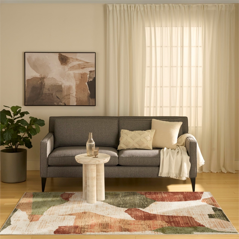 Nourison Home Nordic 5' x 7' Polyester Beige Multicolor Area Rug