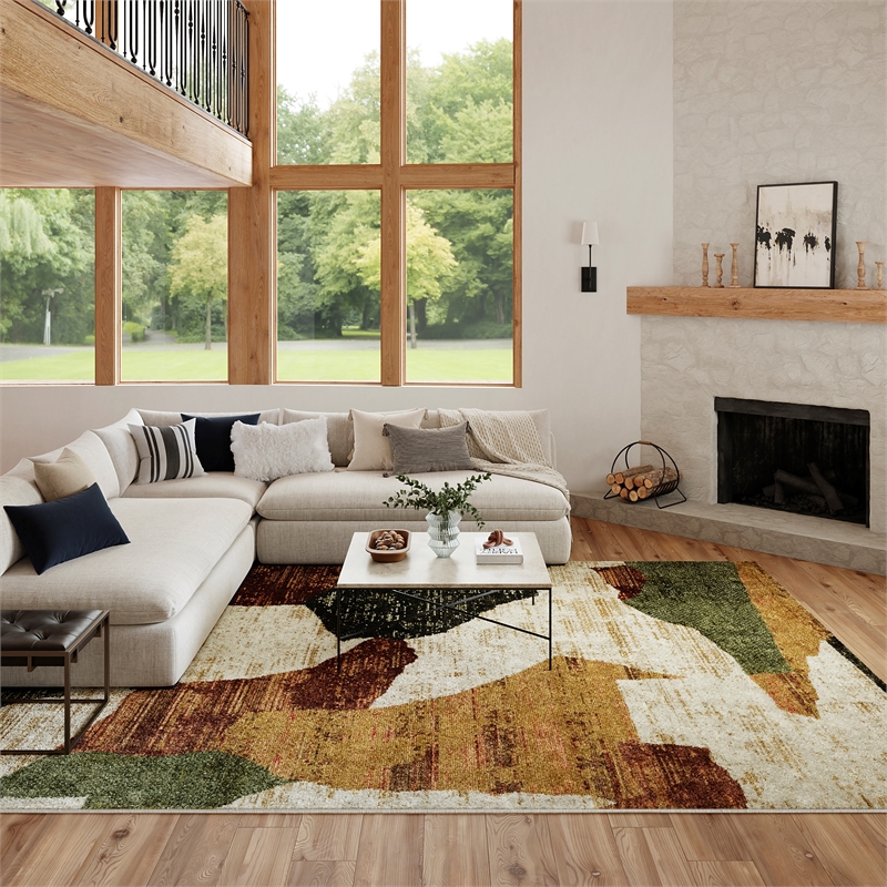 Nourison Home Nordic 8' x 10' Polyester Beige Multicolor Area Rug