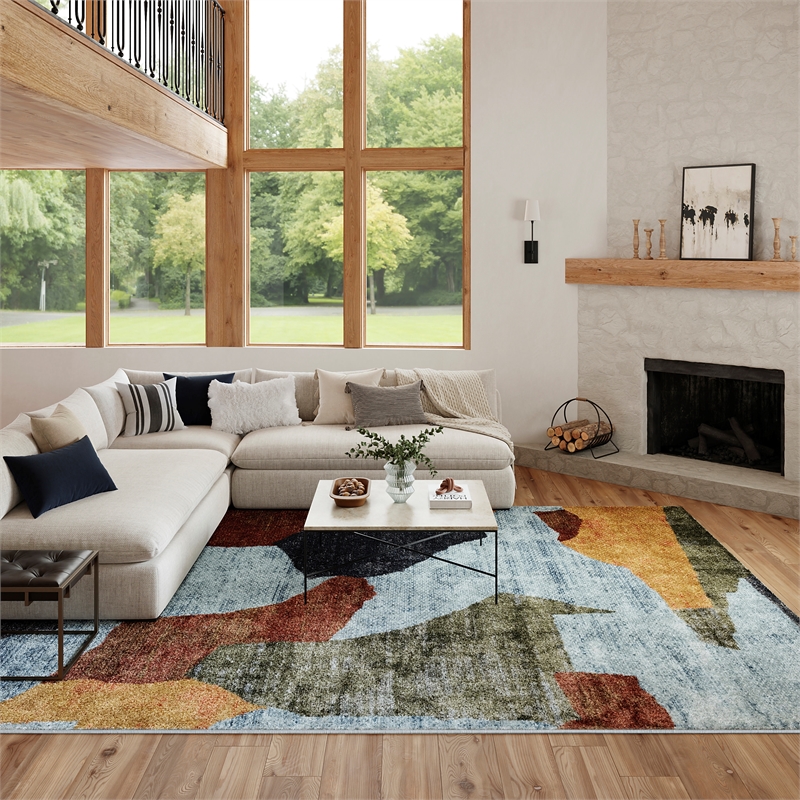 Nourison Home Nordic 8' x 10' Polyester Blue Multicolor Area Rug