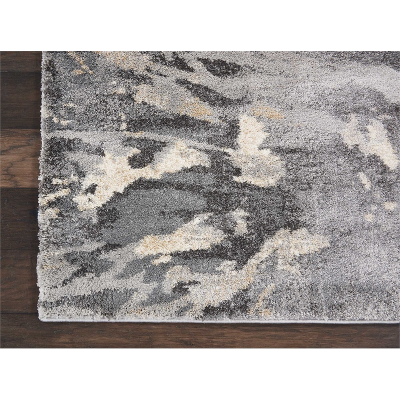 Nourison Fusion FSS10 Beige and Grey 10'x13' Fabric Oversized Plush Shag Rug