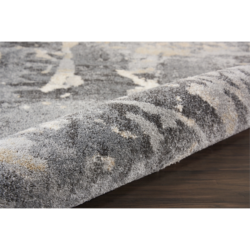Nourison Fusion FSS10 Beige and Grey 10'x13' Fabric Oversized Plush Shag Rug
