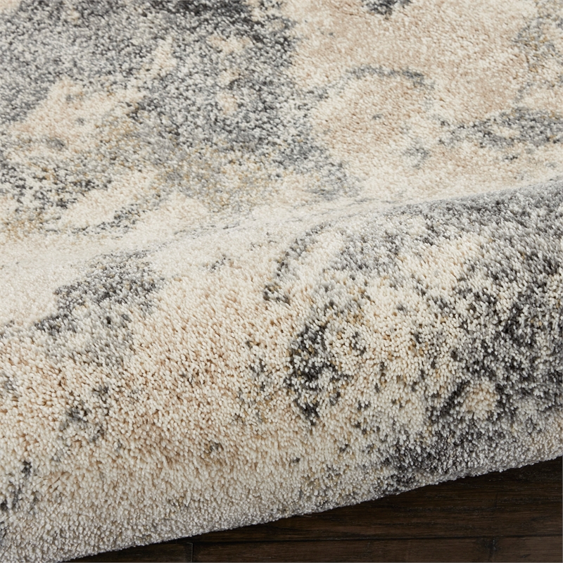 Nourison Fusion FSS16 Beige and Grey 10'x13' Fabric Oversized Rug
