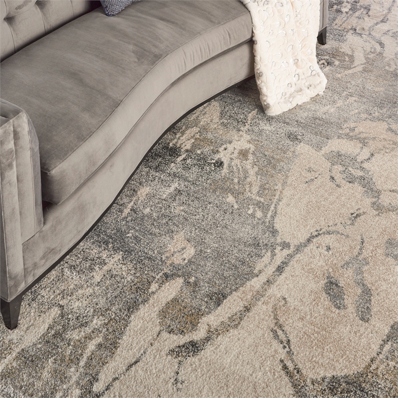 Nourison Fusion FSS16 Beige and Grey 10'x13' Fabric Oversized Rug