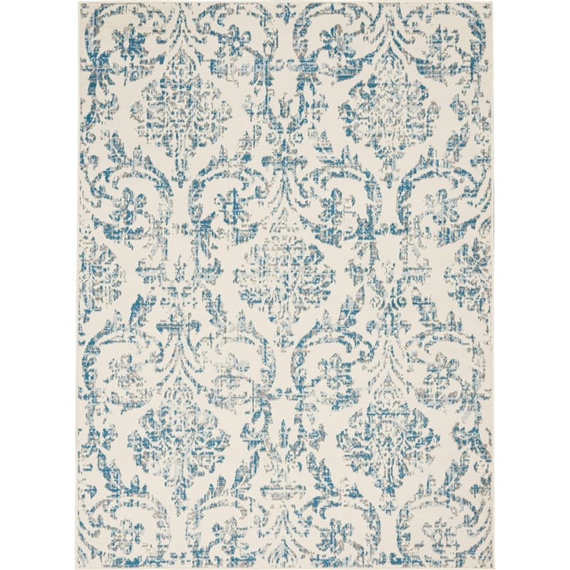 Nourison Home Jubilant 9' x 12' Fabric Ivory Blue Area Rug
