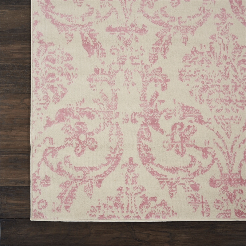 Nourison Home Jubilant 9' x 12' Fabric Ivory Pink Area Rug