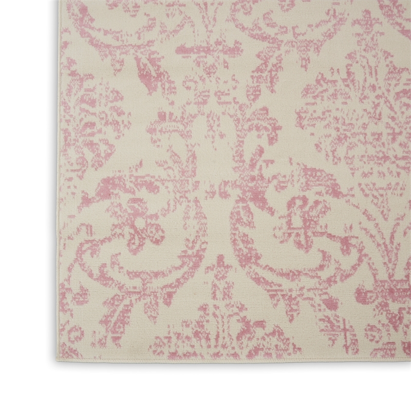Nourison Home Jubilant 9' x 12' Fabric Ivory Pink Area Rug