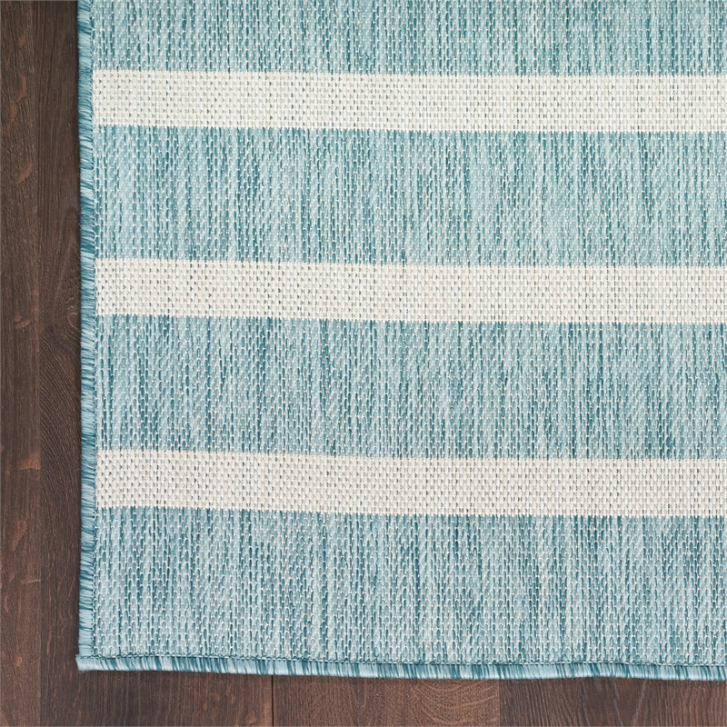 Nourison Positano 6' x 9' Fabric Aqua Ivory Area Rug