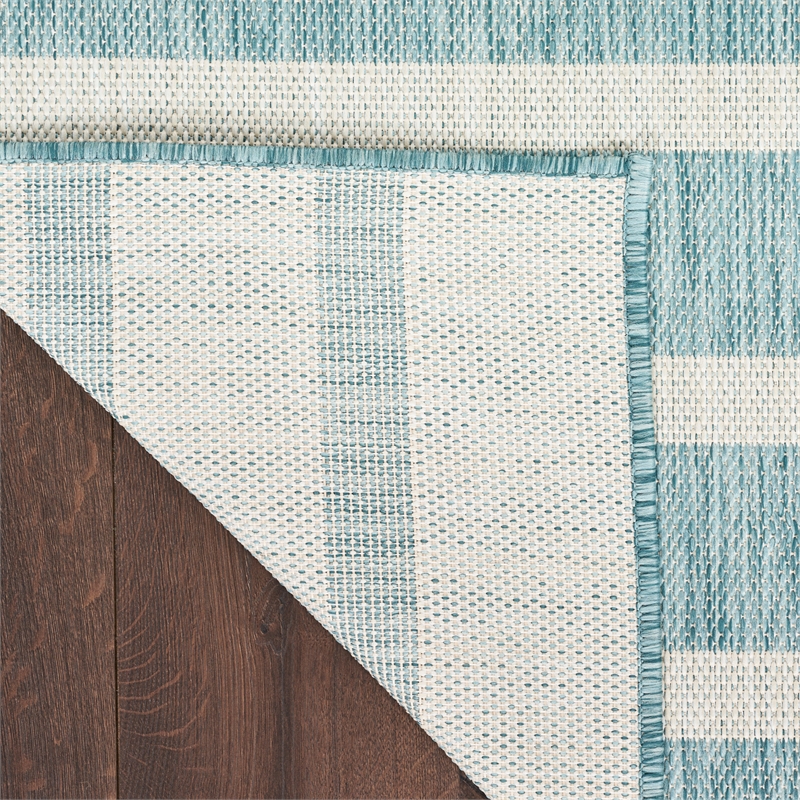 Nourison Positano 6' x 9' Fabric Aqua Ivory Area Rug