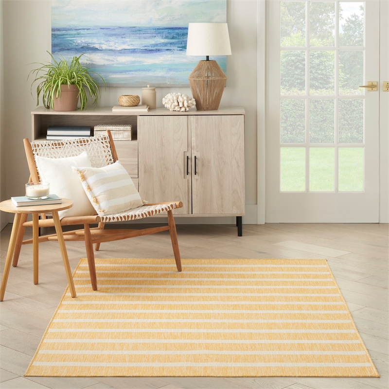 Nourison Positano 5' x 7' Fabric Yelow Ivory Area Rug