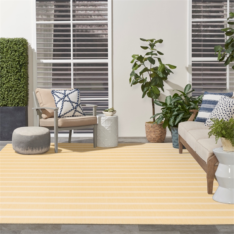 Nourison Positano 9' x 12' Fabric Yelow Ivory Area Rug