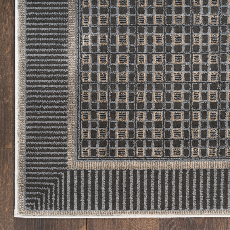 Nourison Home Nordic 8' x 10' PolyesterBlack Taupe Art Deco Area Rug
