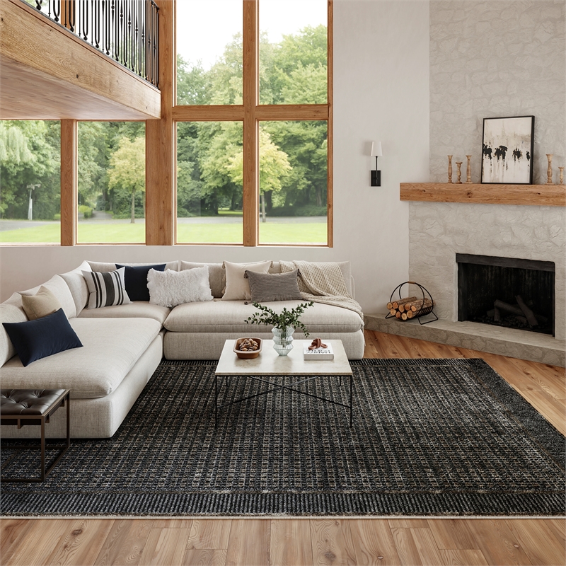 Nourison Home Nordic 8' x 10' PolyesterBlack Taupe Art Deco Area Rug