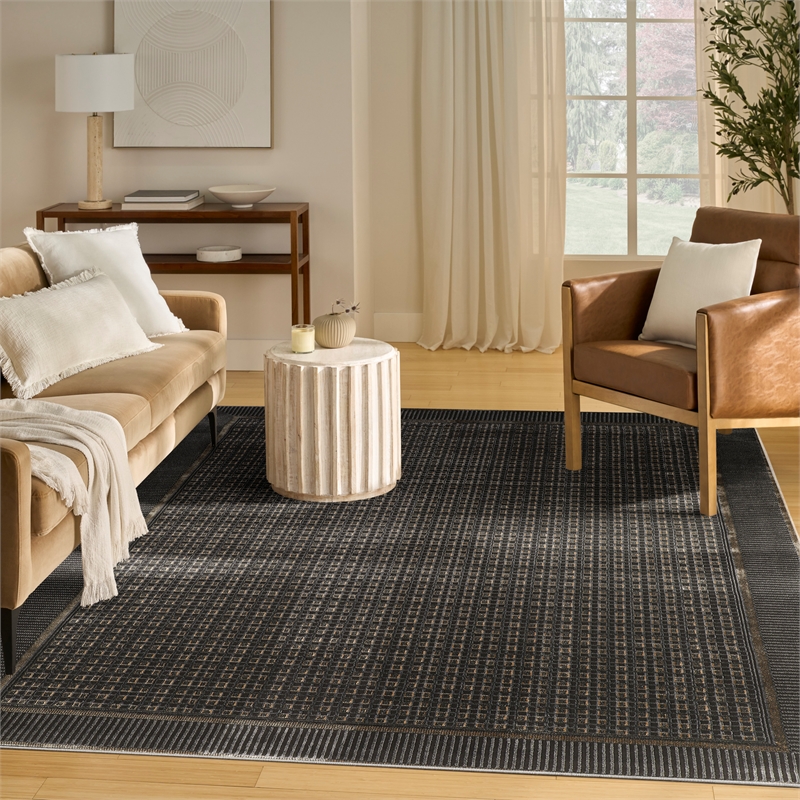 Nourison Home Nordic 8' x 10' PolyesterBlack Taupe Art Deco Area Rug