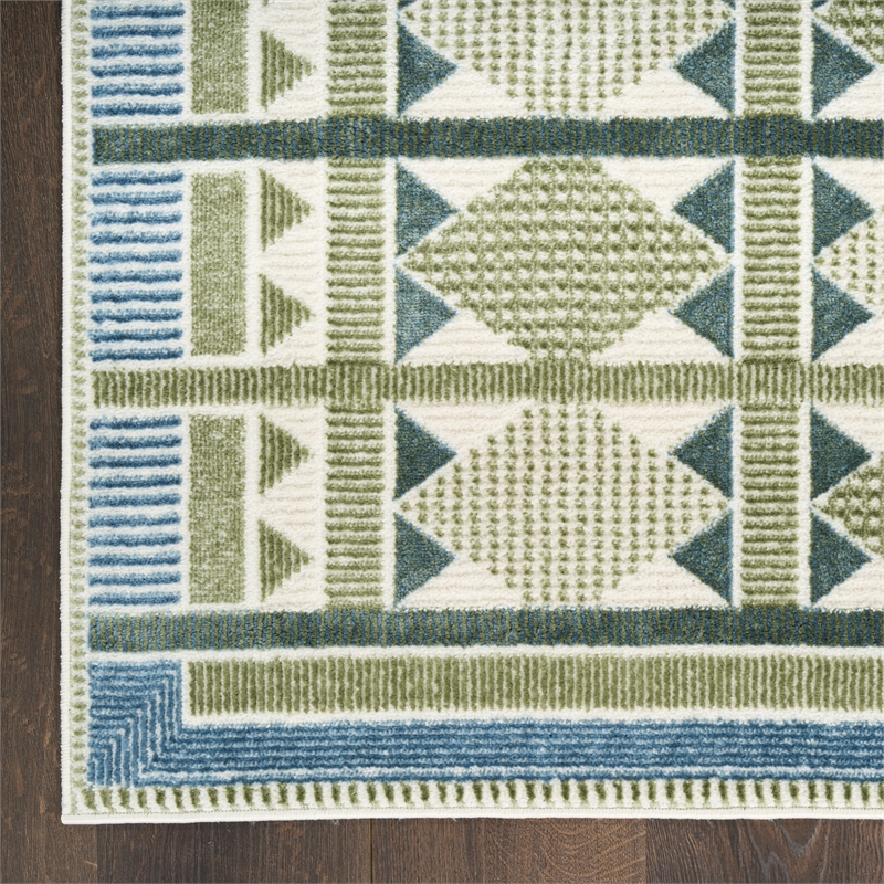 Nourison Home Nordic 4' x 6' Polyester Green Blue Area Rug