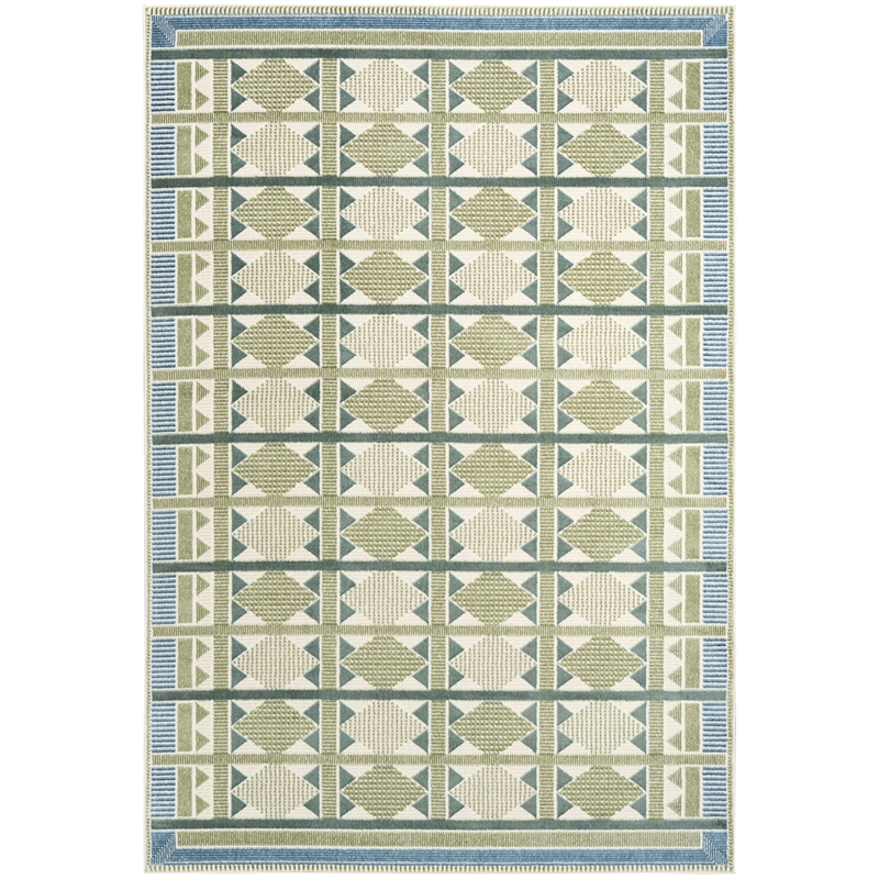 Nourison Home Nordic 4' x 6' Polyester Green Blue Area Rug