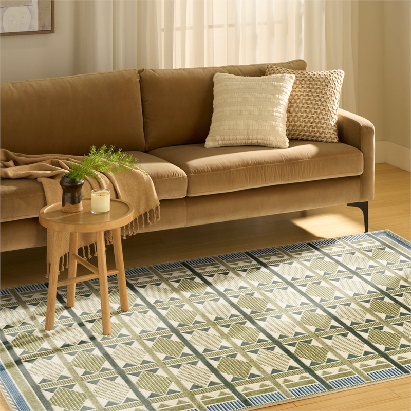 Nourison Home Nordic 4' x 6' Polyester Green Blue Area Rug