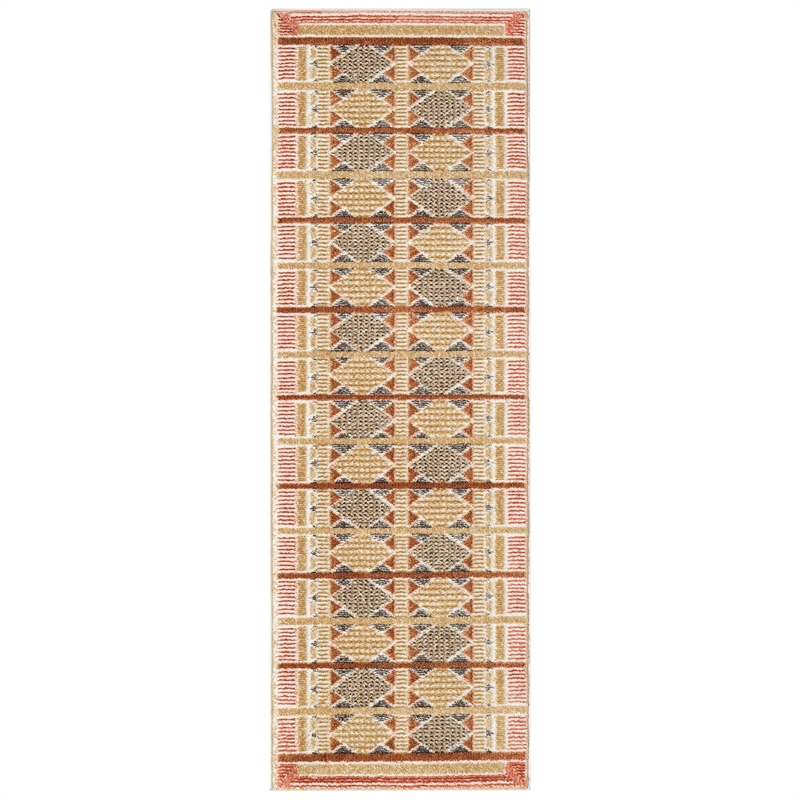 Nourison Home Nordic 6' Runner PolyesterRust Multicolor Area Rug