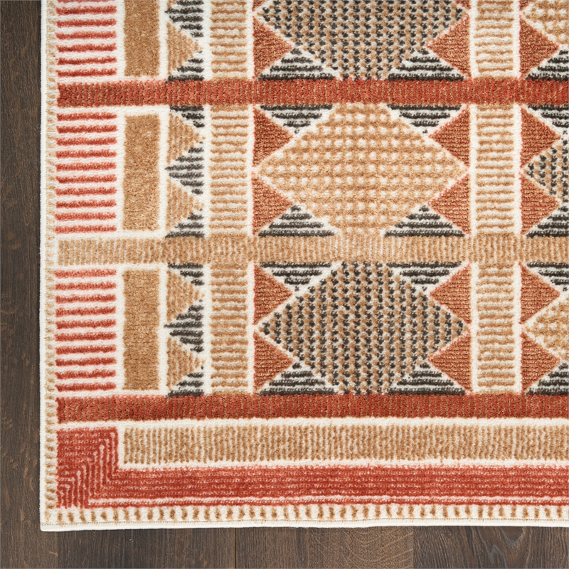 Nourison Home Nordic 6' Runner PolyesterRust Multicolor Area Rug