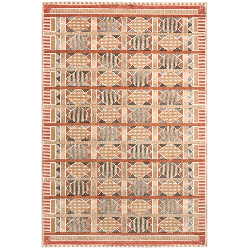 Nourison Home Nordic 4' x 6' Polyester Rust Multicolor Area Rug