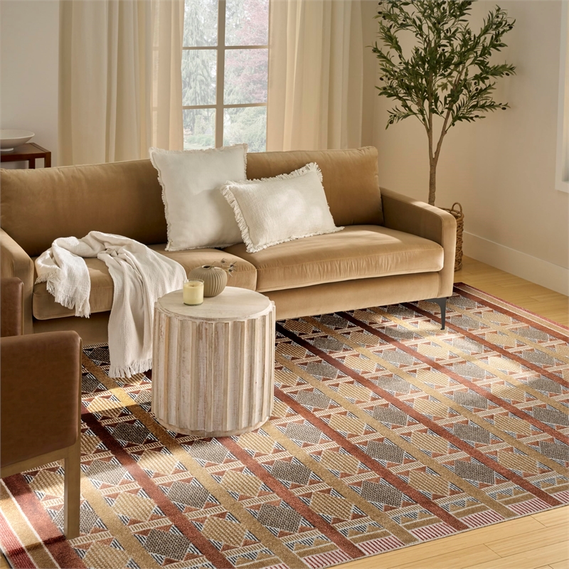 Nourison Home Nordic 8' x 10' Polyester Rust Multicolor Area Rug