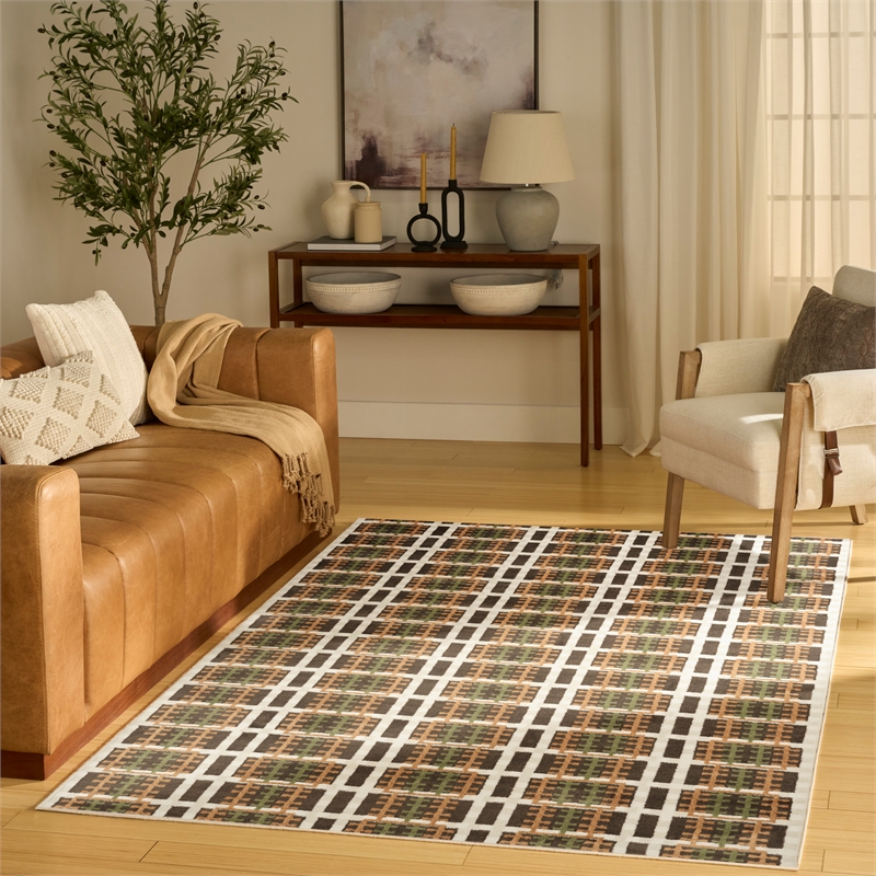 Nourison Home Nordic 4' x 6' Polyester Charcoal Multicolor Area Rug