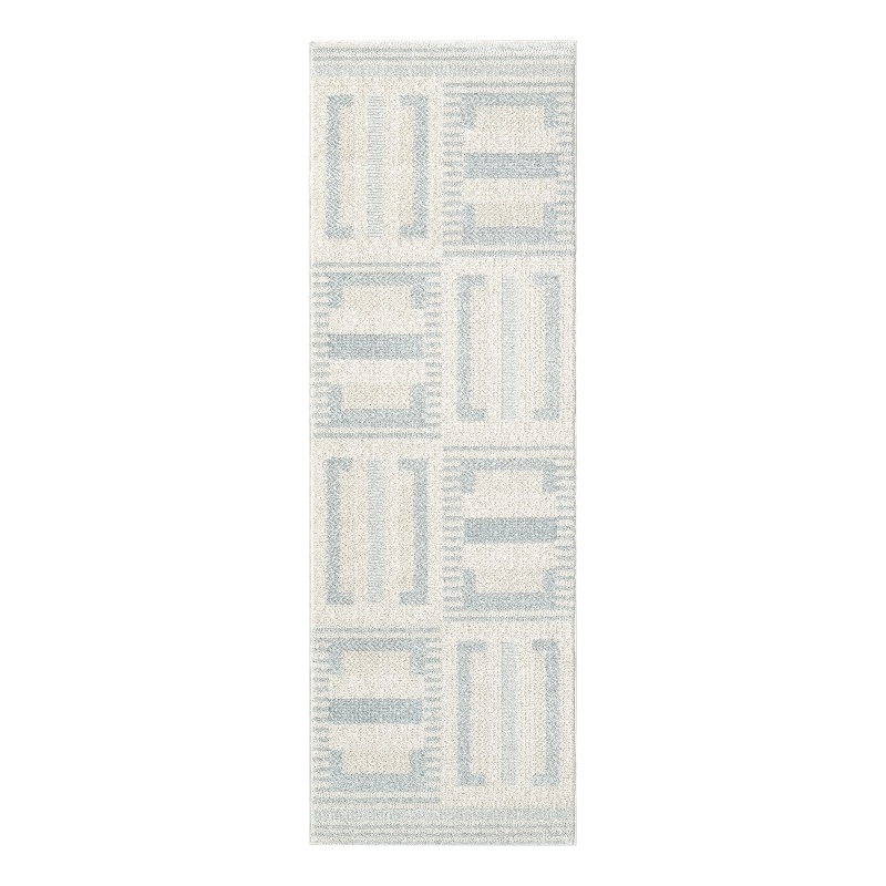 Nourison Home Nordic 6' Runner PolyesterIvory Blue Area Rug