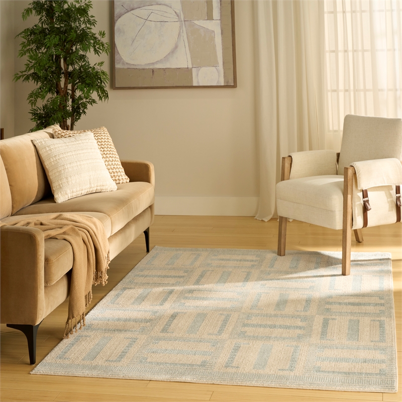 Nourison Home Nordic 5' x 7' Polyester Ivory Blue Area Rug