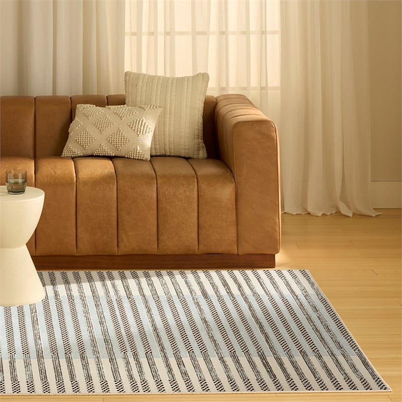 Nourison Home Nordic 5' x 7' Polyester Ivory Blue Area Rug