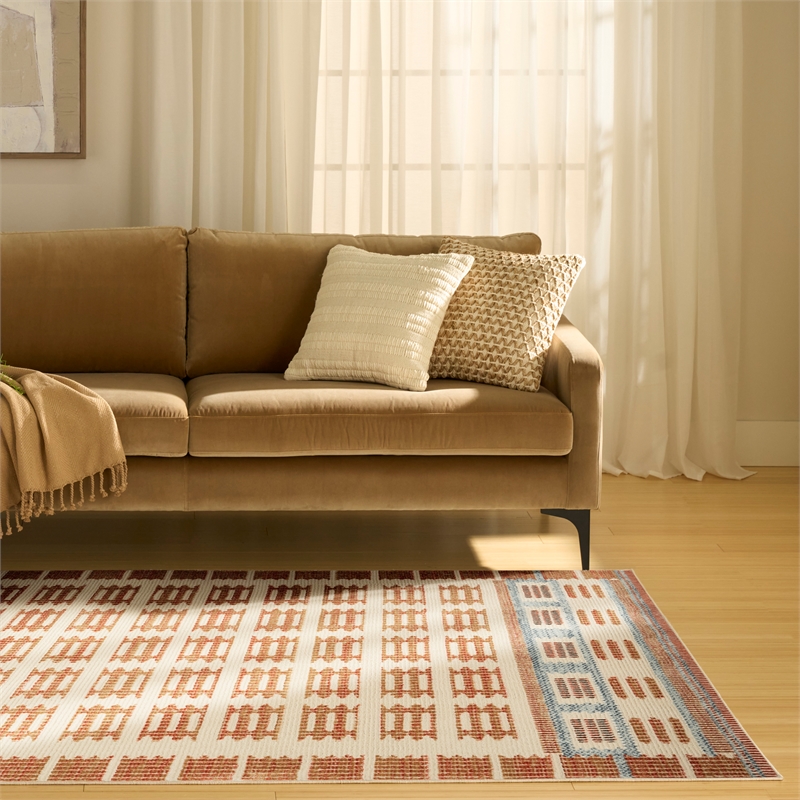 Nourison Home Nordic 4' x 6' Polyester Ivory Rust Area Rug