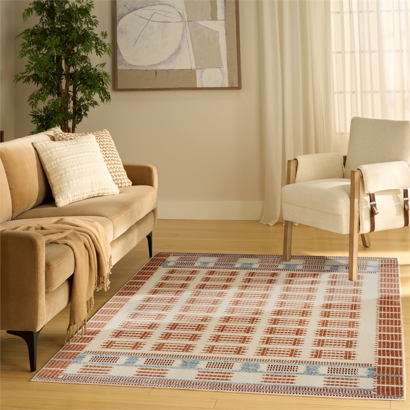Nourison Home Nordic 5' x 7' Polyester Ivory Rust Area Rug