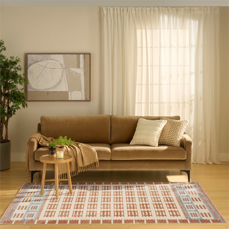 Nourison Home Nordic 5' x 7' Polyester Ivory Rust Area Rug
