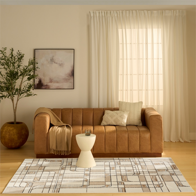 nourison home nordic 4' x 6' polyester ivory multicolor area rug