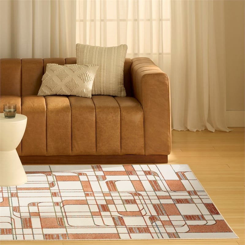 Nourison Home Nordic 5' x 7' Polyester Ivory Rust Area Rug