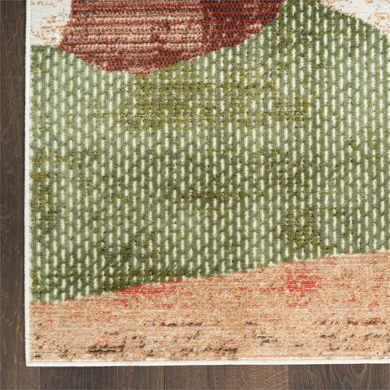 Nourison Home Nordic 6' Runner Polyester Beige Multicolor Area Rug