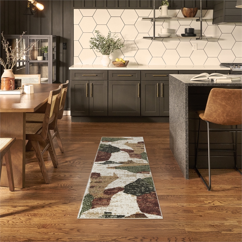 Nourison Home Nordic 6' Runner Polyester Beige Multicolor Area Rug