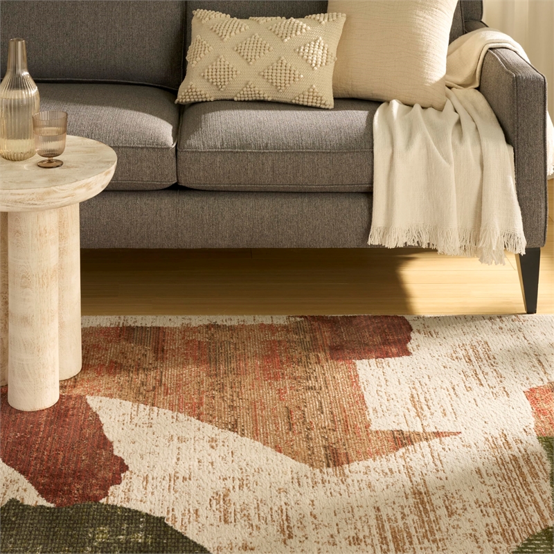 Nourison Home Nordic 4' x 6' Polyester Beige Multicolor Area Rug