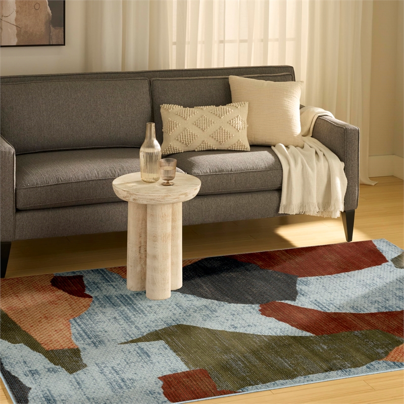 Nourison Home Nordic 5' x 7' Polyester Blue Multicolor Area Rug