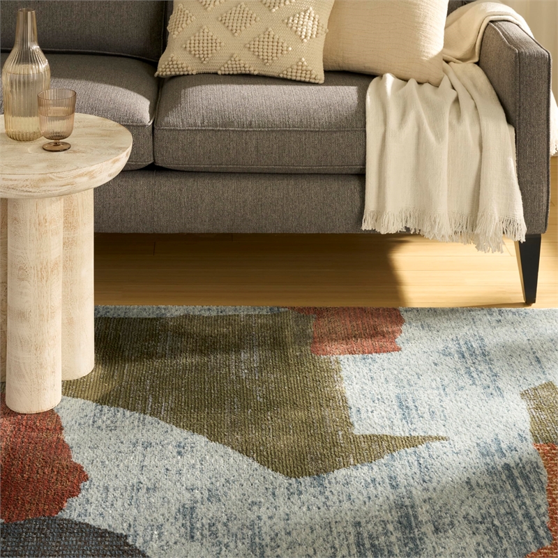 Nourison Home Nordic 5' x 7' Polyester Blue Multicolor Area Rug