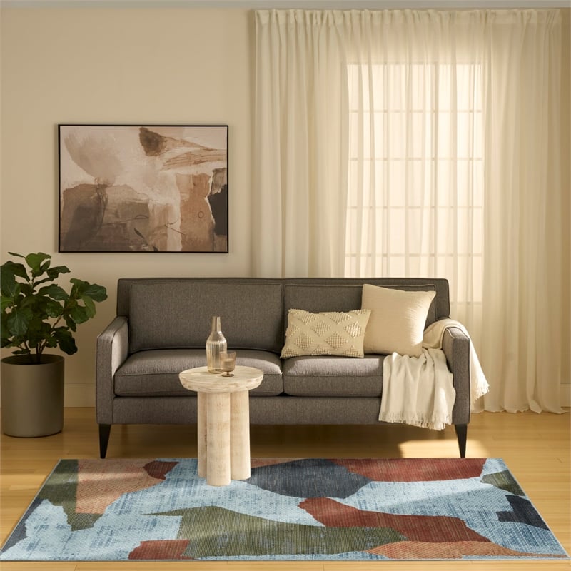 Nourison Home Nordic 5' x 7' Polyester Blue Multicolor Area Rug