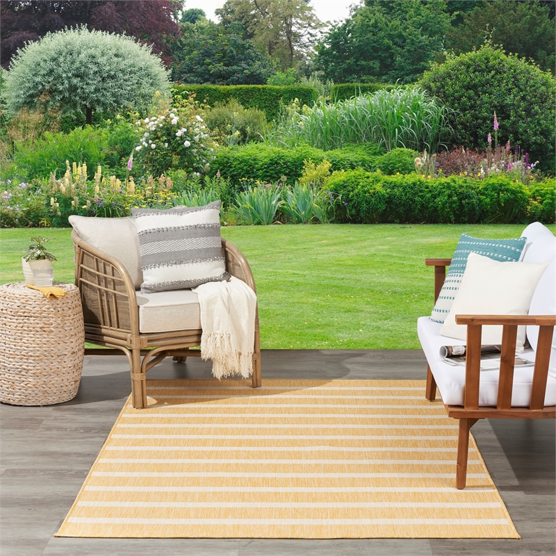 Nourison Positano 6' x 9' Fabric Yelow Ivory Area Rug