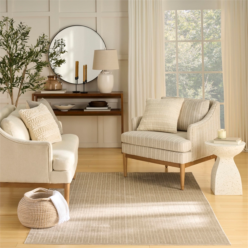 Nourison Home Washable Charm 6' x 9' Polyester Beige Ivory Area Rug