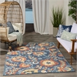 Nourison Home Aloha 5' x 8' Fabric Blue Rose Area Rug