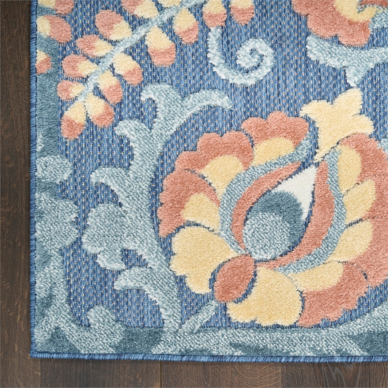 Nourison Home Aloha 5' x 8' Fabric Blue Rose Area Rug