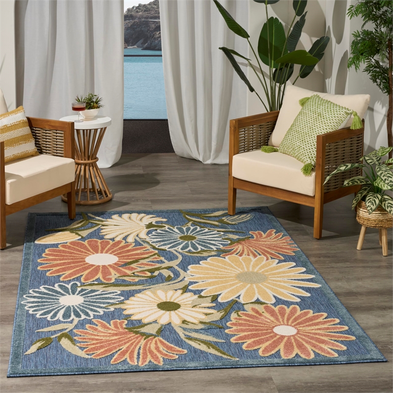 Nourison Home Aloha 5' x 8' Fabric Blue Sage Area Rug