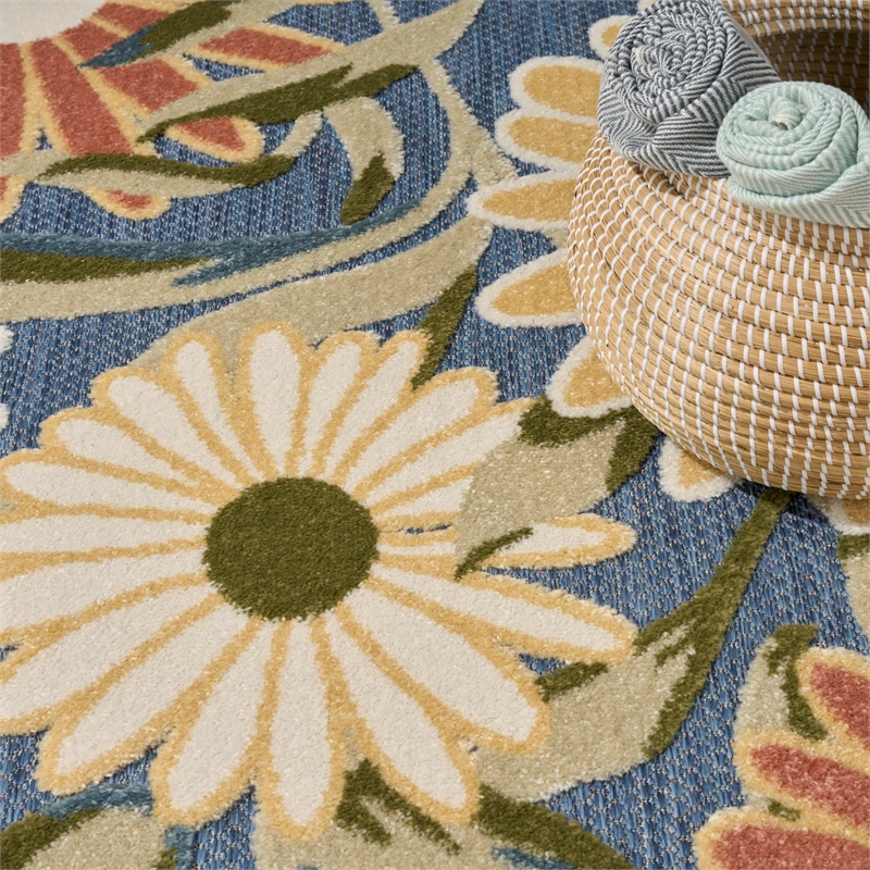Nourison Home Aloha 5' x 8' Fabric Blue Sage Area Rug