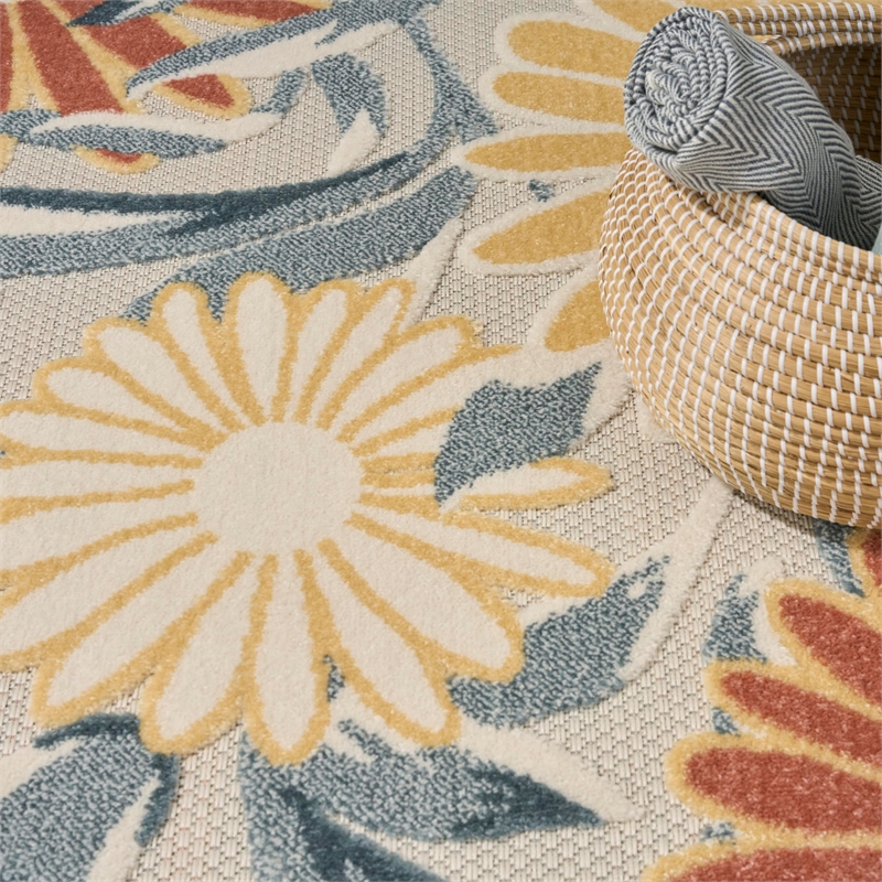 Nourison Home Aloha 5' x 8' Fabric Ivory Rose Area Rug