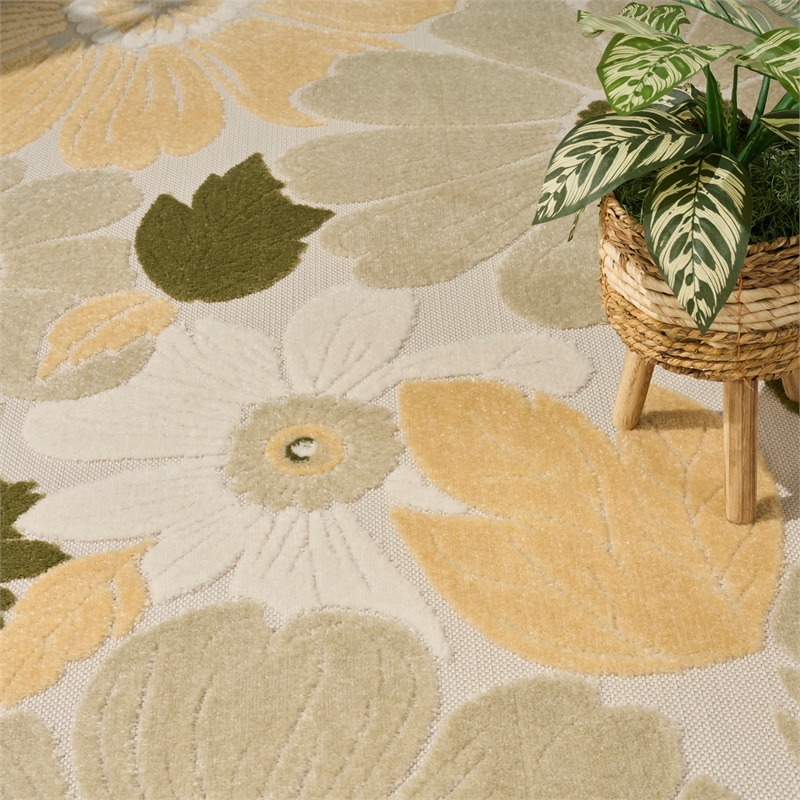 Nourison Home Aloha 5' x 8' Fabric Ivory Green Area Rug