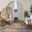 Nourison Home Aloha 5' x 8' Fabric Blue Rose Area Rug